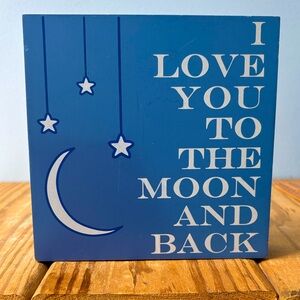 New View Blue & White Wall Shelf Decor - 'I Love You to the Moon and Back' - 6"!